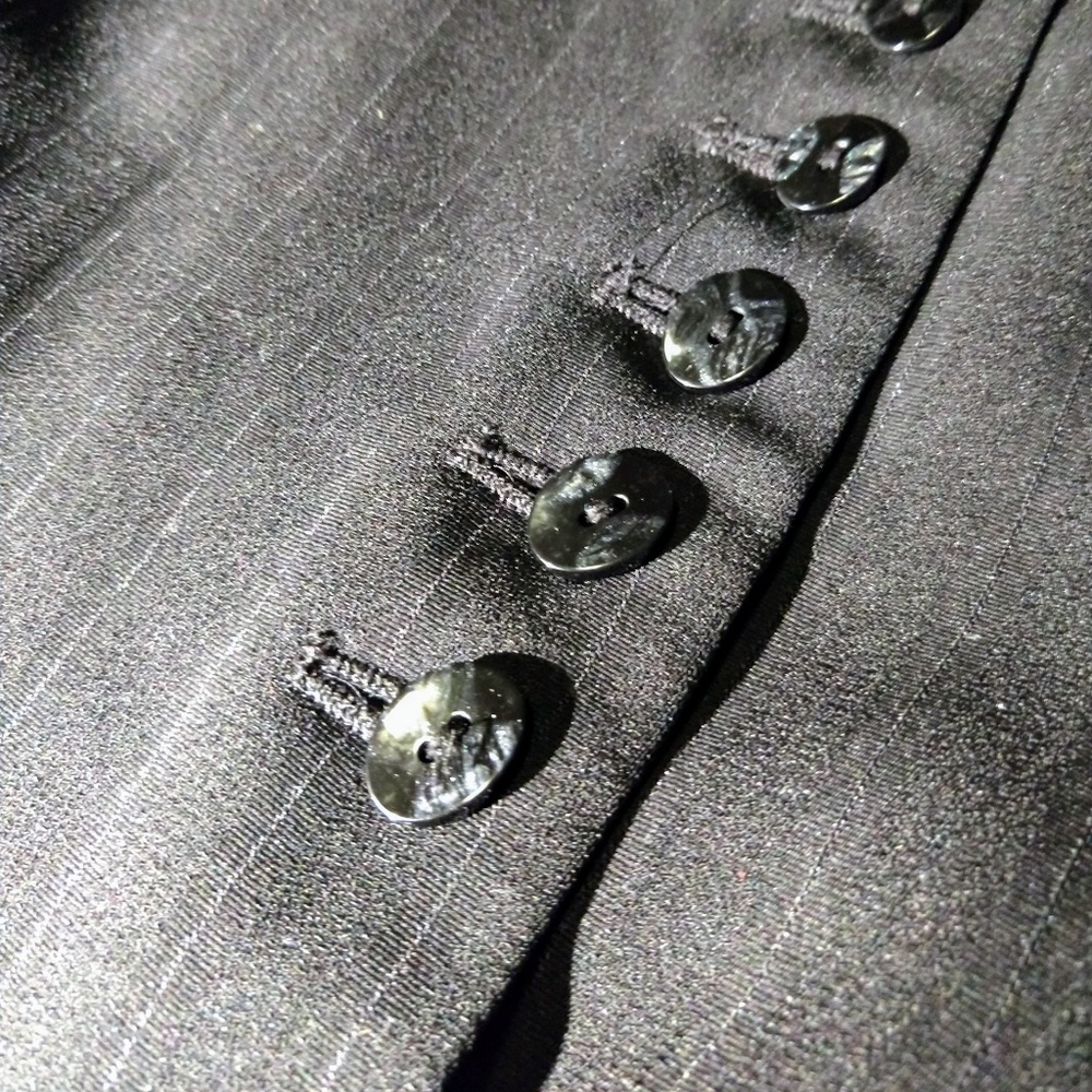 Professional, black suit with jacket and skirt